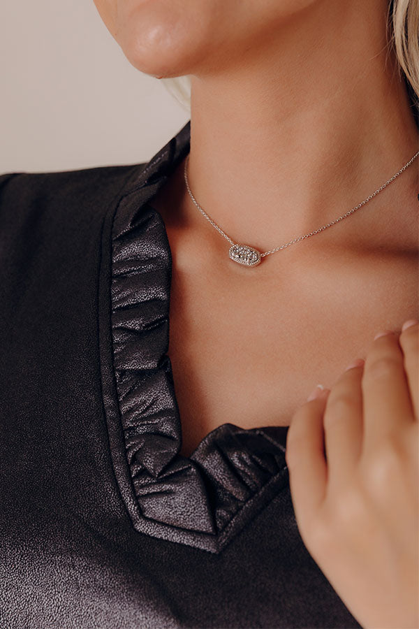 Kendra Scott Elisa Silver Pendant Necklace in Platinum Drusy