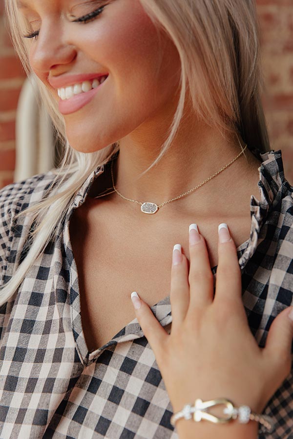 Kendra Scott Elisa Gold Pendant Necklace in Platinum Drusy Image - 1