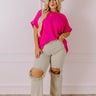 Champagne And Peonies Shift Top In Hot Pink Curves Image - 1