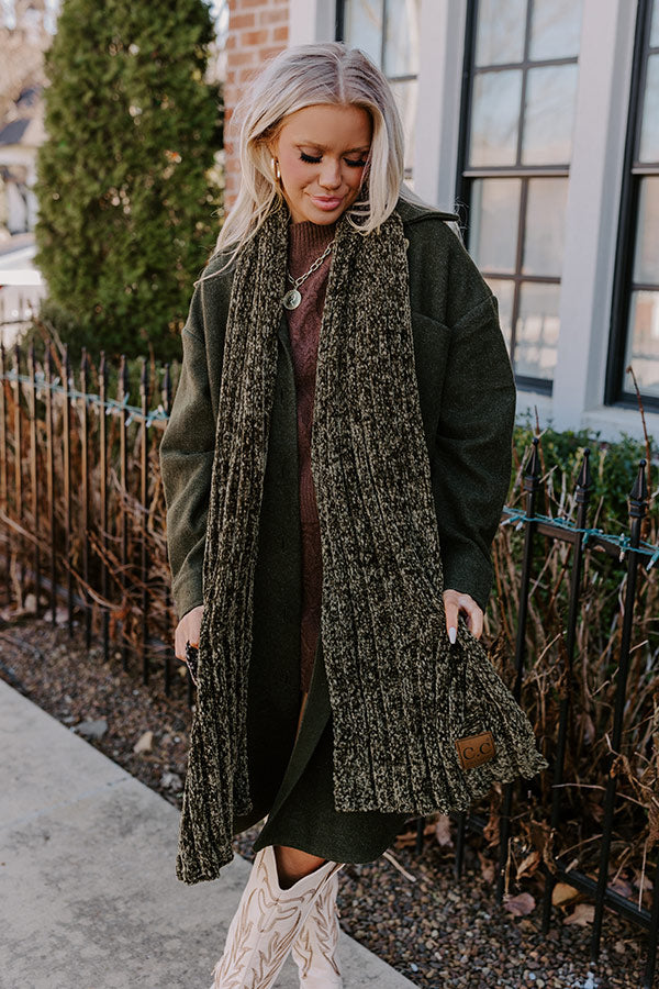 Snow Retreat Chenille Scarf in Martini Olive Image - 1