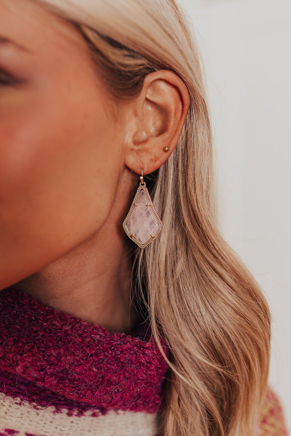 Kendra Scott Alex Gold Drop Earrings in Rose Quartz Image - 2