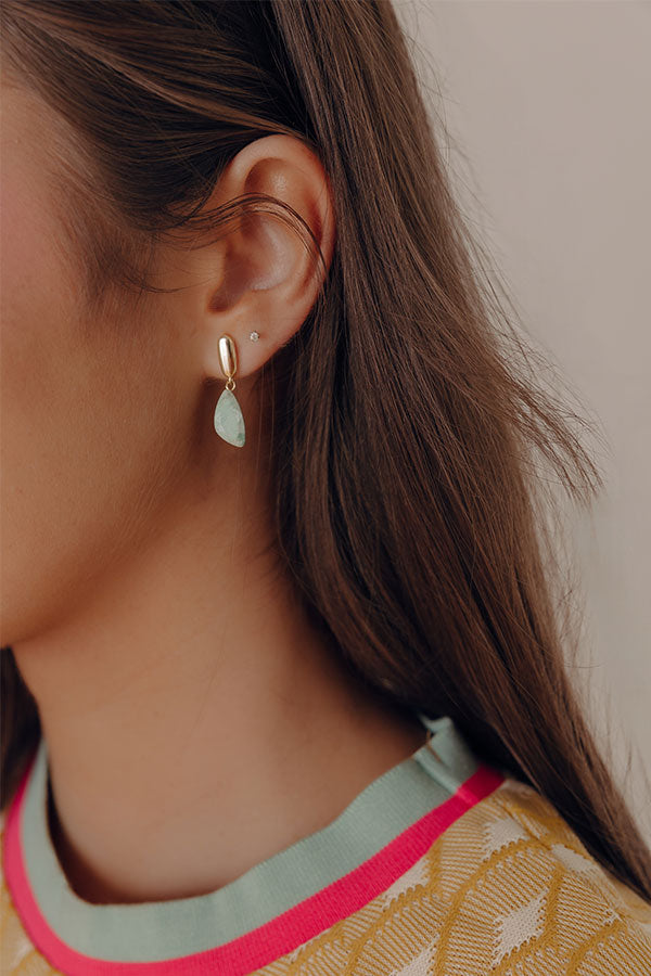 Kendra Scott Ivy Gold Drop Earrings in Sea Green Image - 1