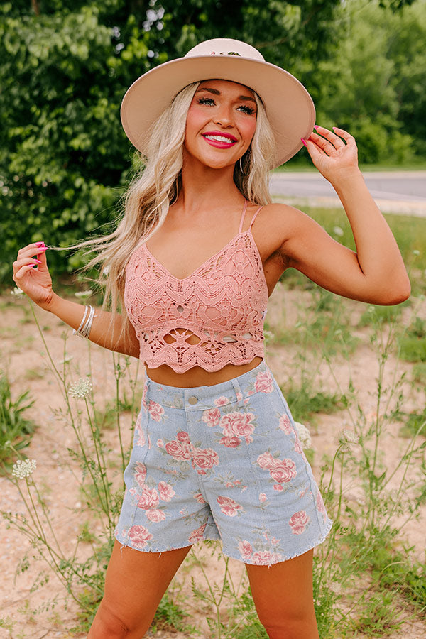 Year Around Love Affair Crochet Bralette In Rustic Rose