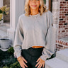 A Little Chilly Crop Sweatshirt In Grey Image - 1