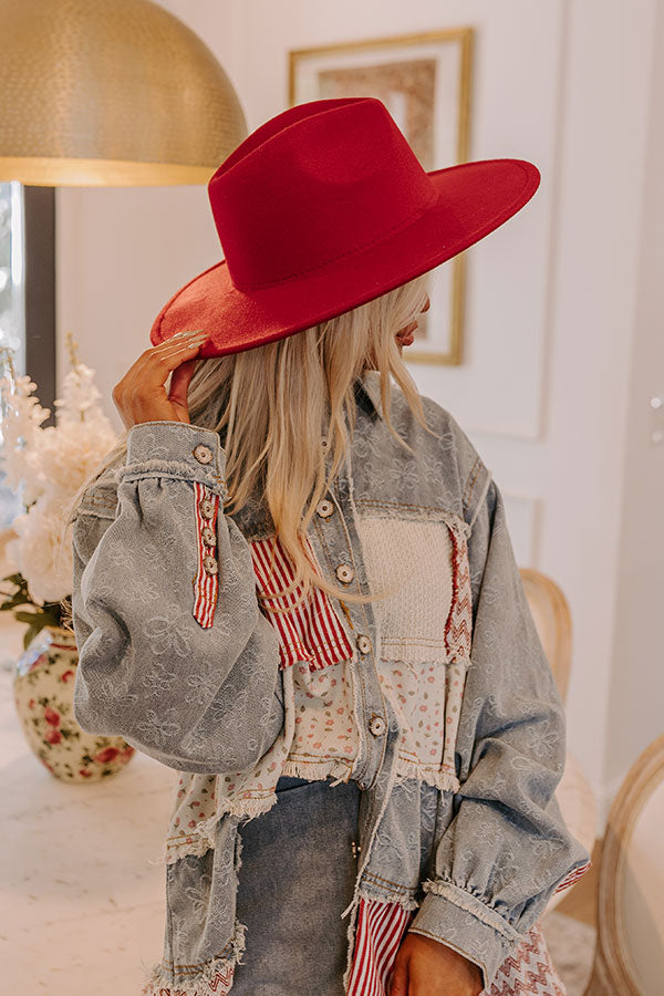 Brunch Babe Felt Fedora In Wine