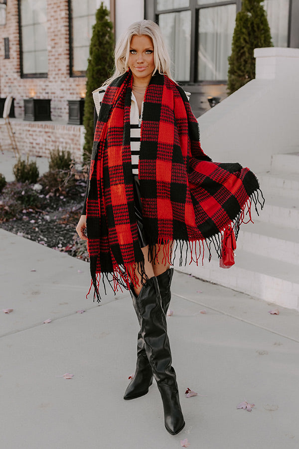 Peppermint Mocha Buffalo Check Scarf In Red Image - 3