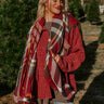 Infinitely Cozy Plaid Poncho In Wine Image - 1