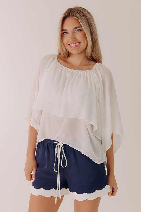 Lovely Day Tiered Shift Top in White