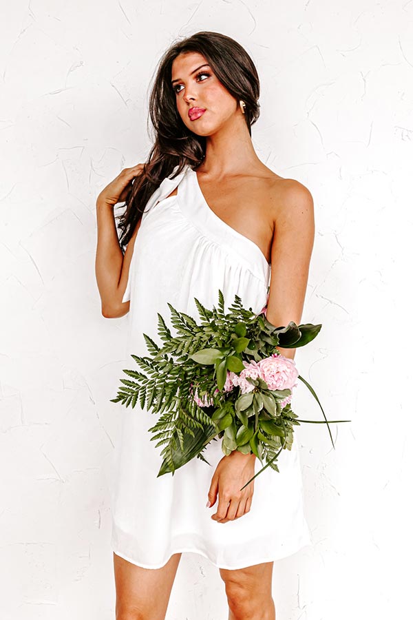 Flirty At Heart Satin Shift Dress In White Image - 2