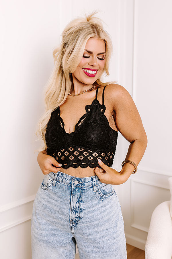 Writing Love Notes Crochet Bralette In Black Curves Image - 1