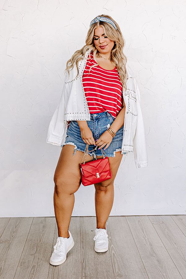 Sweeter In Stripes Shift Tank In Red Curves Image - 3