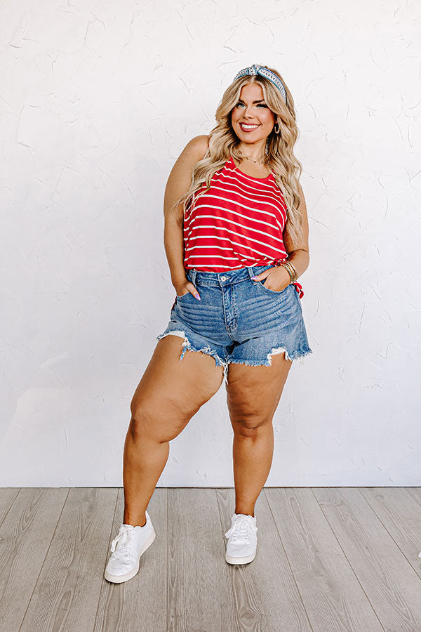 Sweeter In Stripes Shift Tank In Red Curves