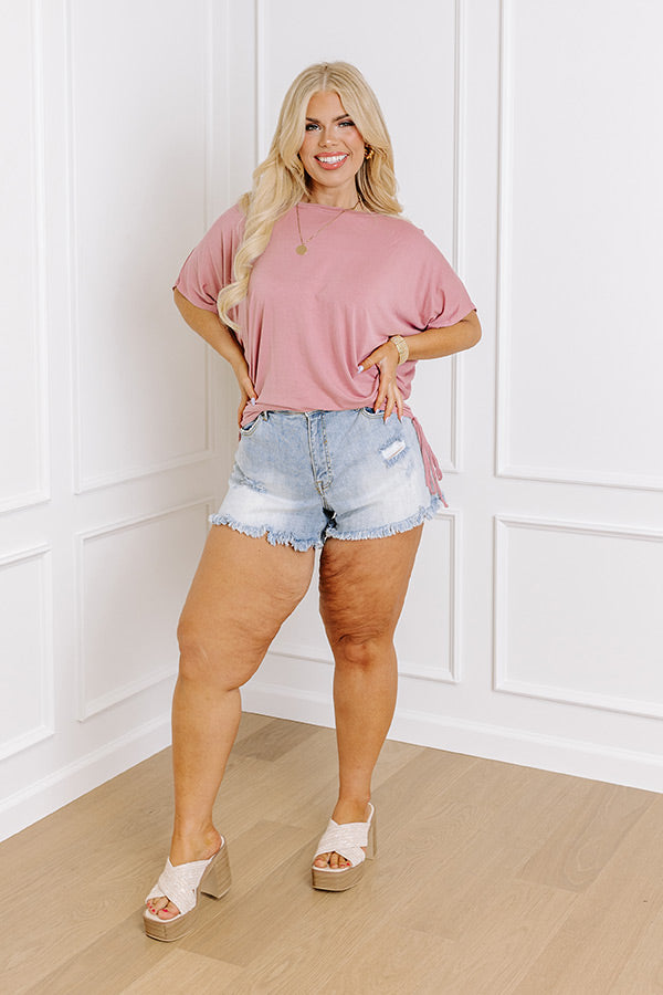 Happy Mindset Ruched Side Tee In Blush Curves Image - 5