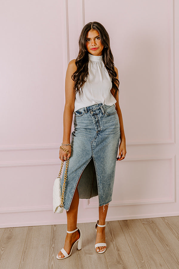 Good For You Satin Shift Top In White