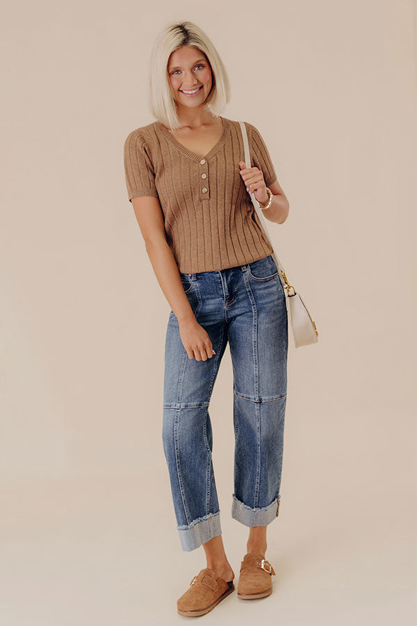 Cider Sweetness Knit Top In Mocha Image - 2