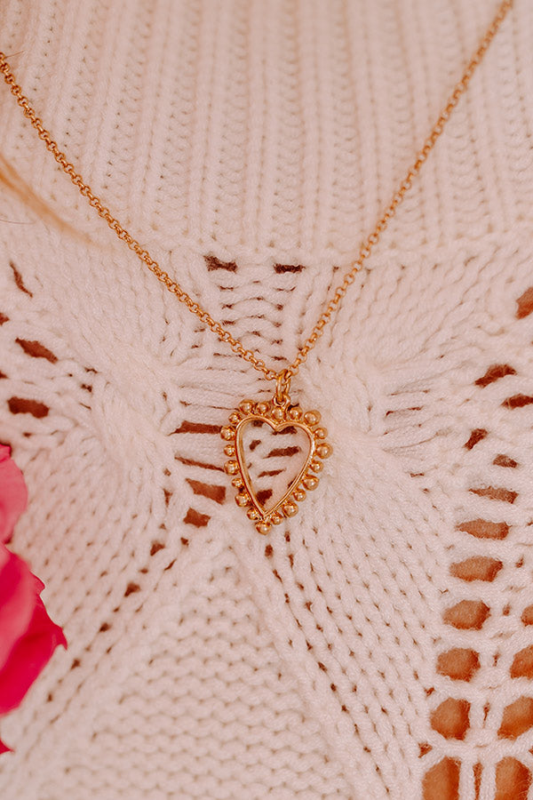 Jessi Studded Ball Bead Heart Necklace Image - 2