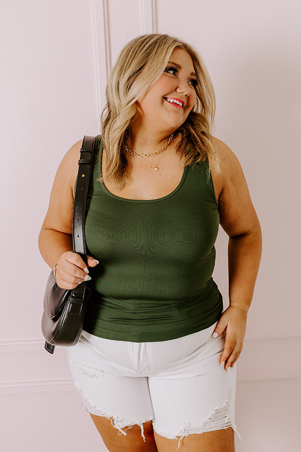 Basic Instincts Seamless Tank In Hunter Green Curves Image - 5
