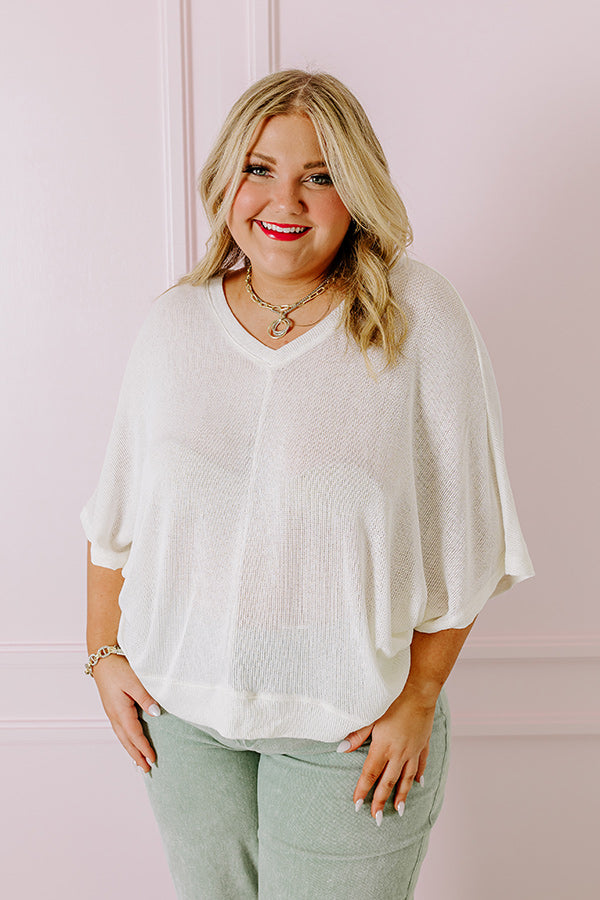 Sweet Daybreak Knit Shift Top In Ivory Curves Image - 2