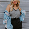 Party Perfection Ribbed Henley Tank In Light Slate Curves Image - 1