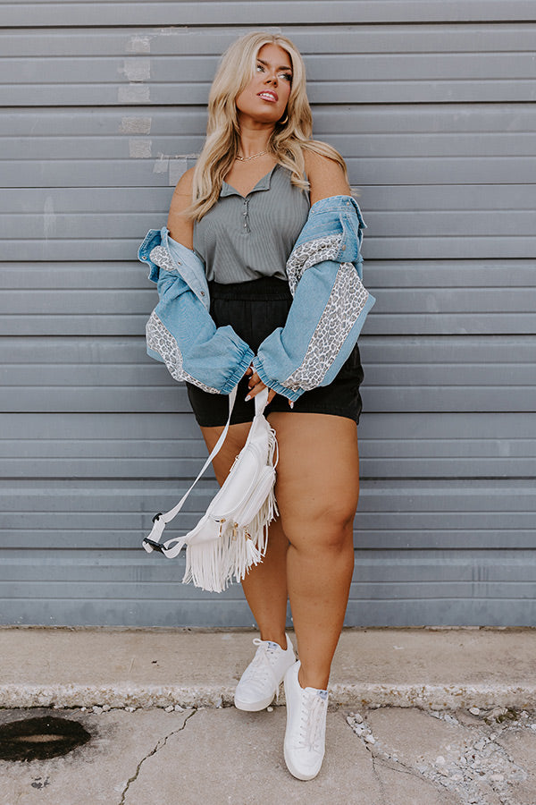 Party Perfection Ribbed Henley Tank In Light Slate Curves Image - 2