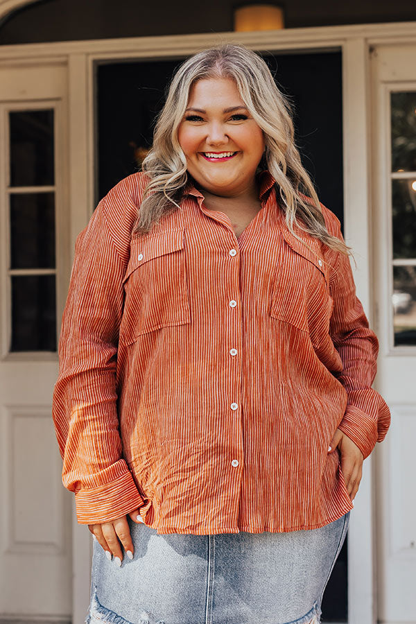 Stripes And Smiles Shift Top in Rust Curves Image - 1