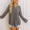 Sweet And Sincere Waffle Knit Top In Dark Grey Curves Image - 1