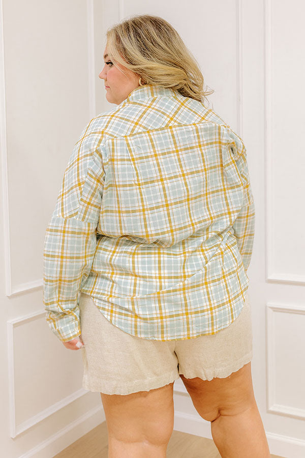 Shy Smile Plaid Button Up Curves Image - 4