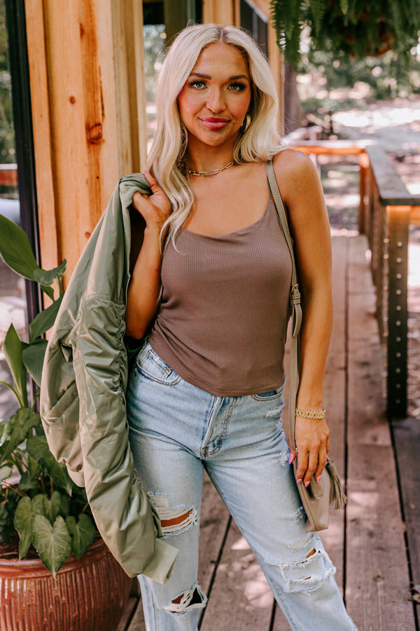 Oh, Snap Crop Top In Mocha Image - 1