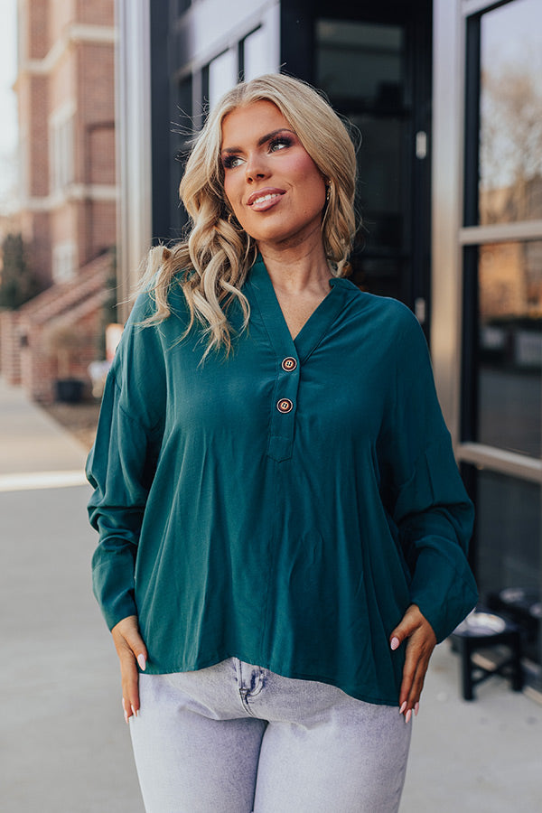 Balcony Nights Shift Top In Hunter Green Curves Image - 1