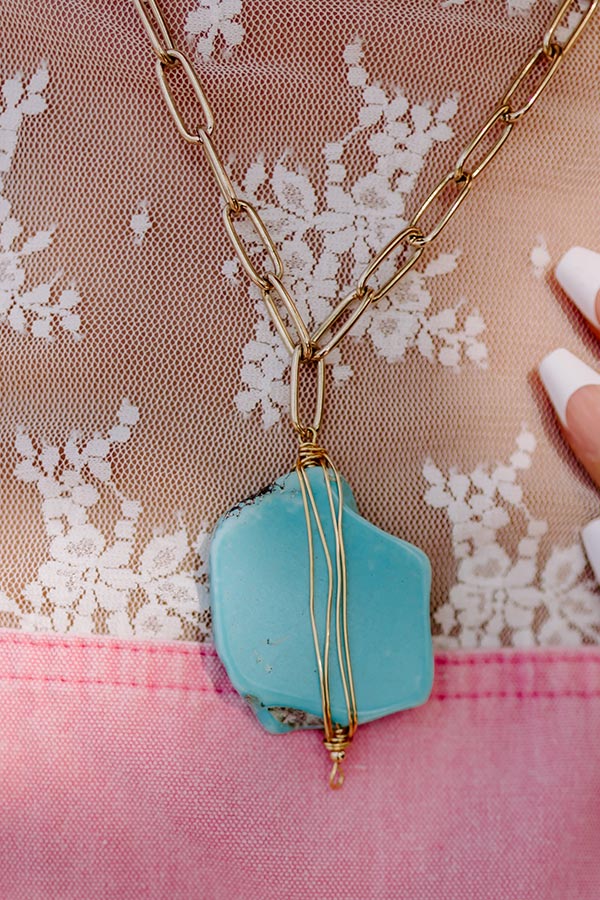 Artfully Done Semi Precious Necklace In Turquoise Image - 2