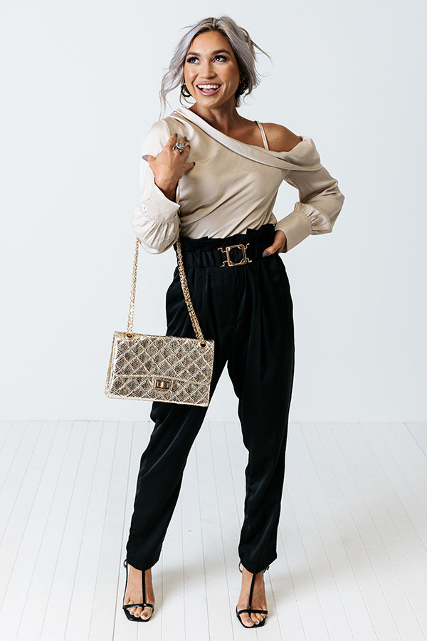 Defined Bliss Satin Pants In Black Image - 1