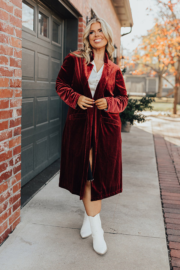 Romance Awaits Velvet Coat in Rust Curves Image - 1