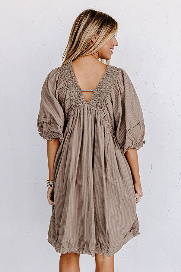 Writers Retreat Babydoll Dress In Taupe Image - 4