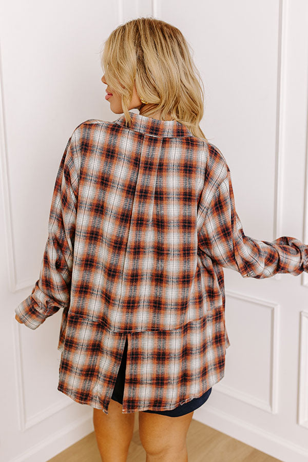 Cozy Accord Plaid Top in Rust Curves Image - 4