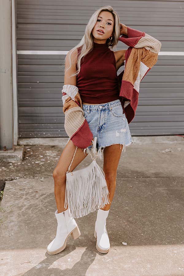 Snuggle Spot Colorblock Sweater In Aurora Red Image - 3