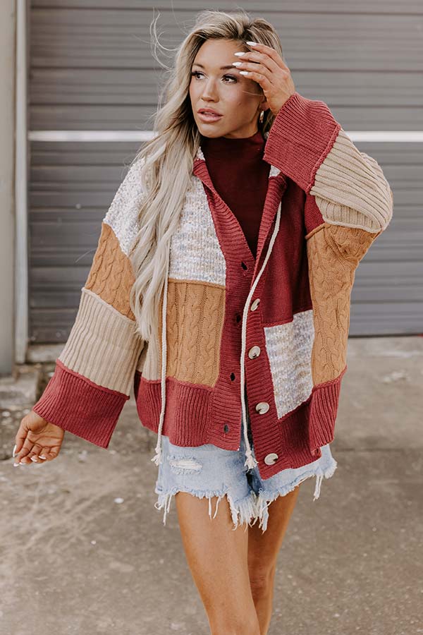 Snuggle Spot Colorblock Sweater In Aurora Red Image - 2