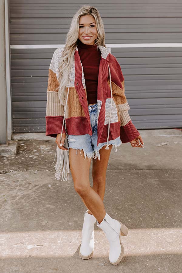 Snuggle Spot Colorblock Sweater In Aurora Red Image - 1
