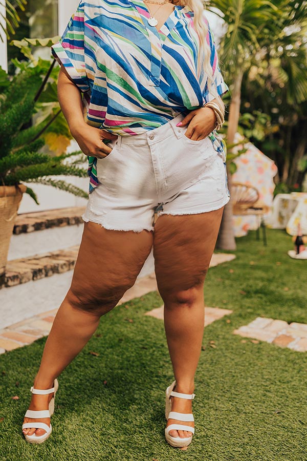 The Darly High Waist Distressed Shorts Curves Image - 1