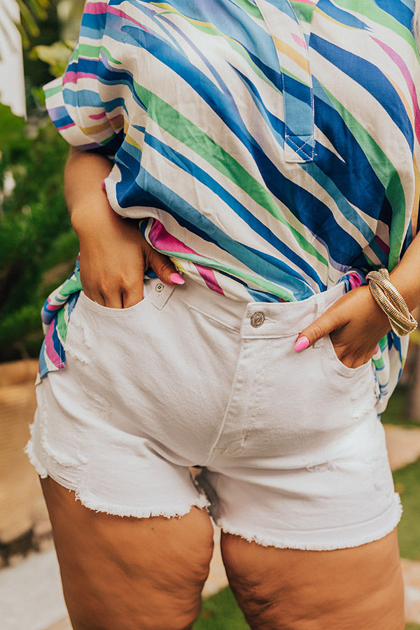 The Darly High Waist Distressed Shorts Curves Image - 2