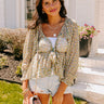 Stolen Moment Floral Front Tie Top In Aqua Image - 1