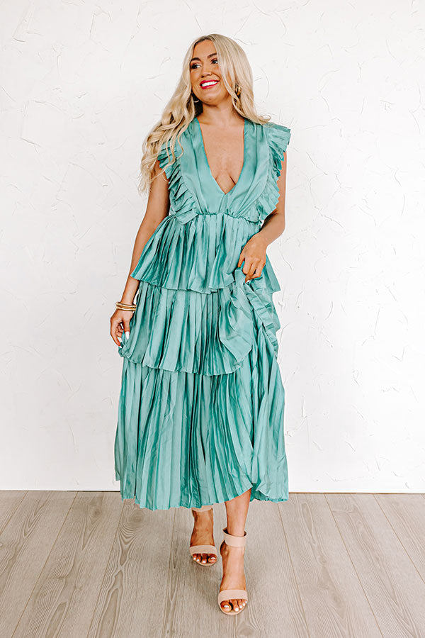Seeking Champagne Pleated Maxi Dress In Ocean Wave Image - 1