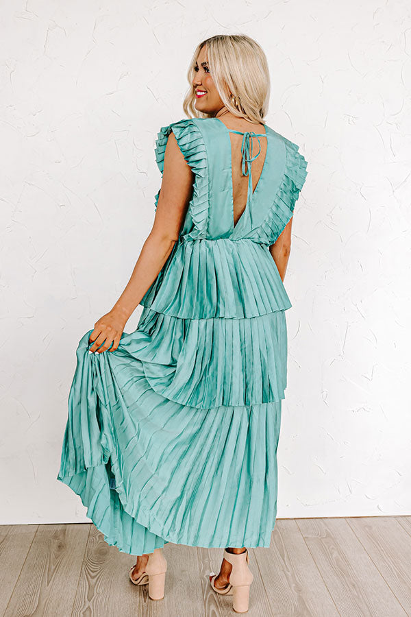 Seeking Champagne Pleated Maxi Dress In Ocean Wave Image - 4
