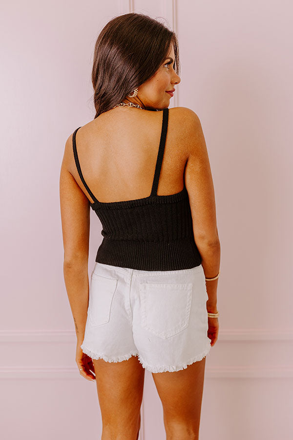 Cool Cruise Knit Crop Tank In Black Image - 4
