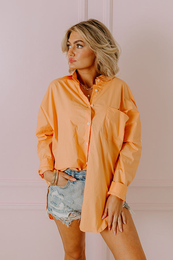 Sending Good Luck Button Up Top In Orange
