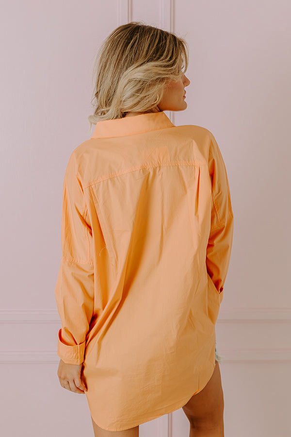 Sending Good Luck Button Up Top In Orange Image - 3