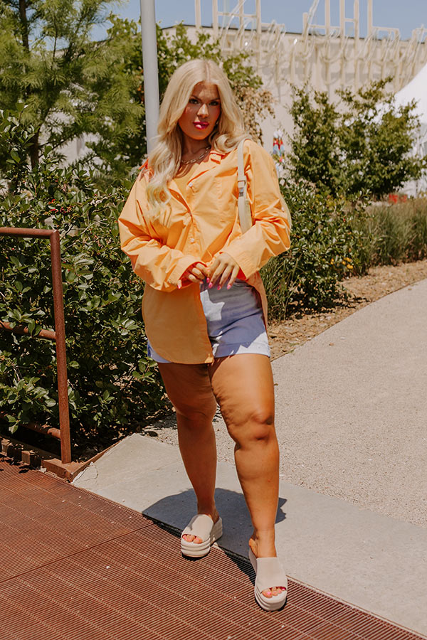 Sending Good Luck Button Up Top In Orange Curves Image - 4