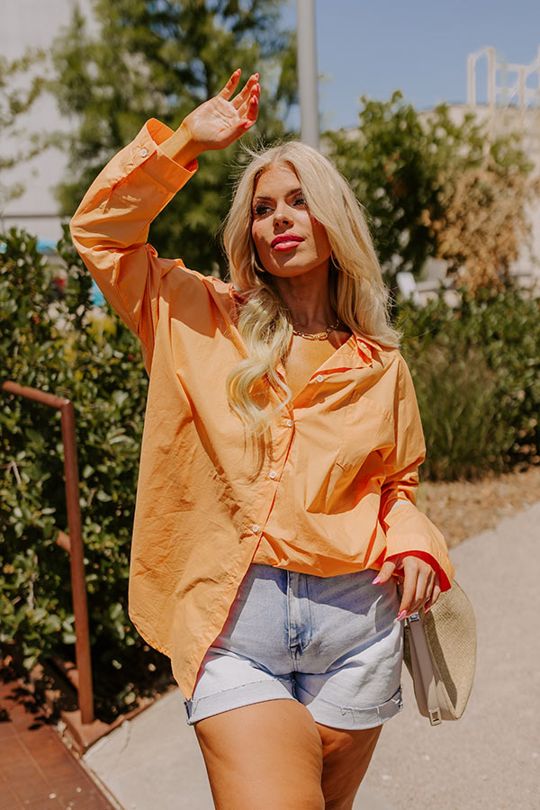 Sending Good Luck Button Up Top In Orange Curves Image - 3