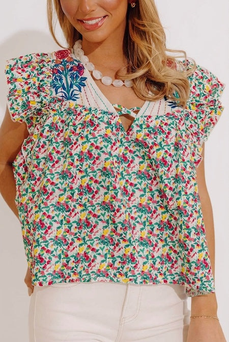 Summer In Sicily Floral Shift Top Image - 2