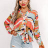 Malibu Mansion Tie Top In Coral Image - 1