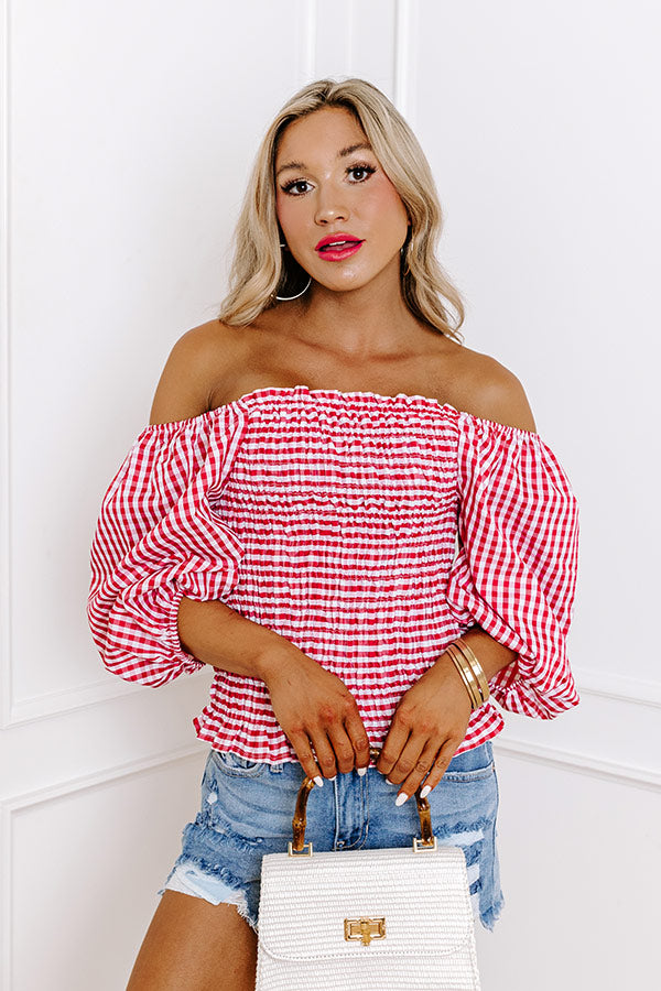Summer Rhythm Gingham Top In Red Image - 1